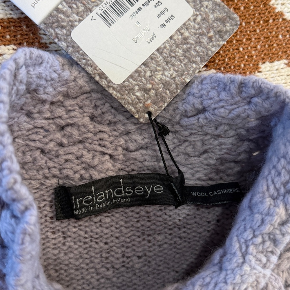 Lavender Skyline Grey Wool Cashmere Cable Knit Trellis Sweater Brand New w/Tags - Picture 7 of 14
